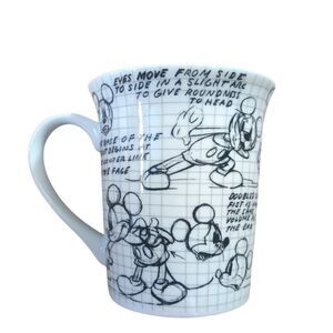 Disney & Zrike Mickey Mouse Sketch Mug - Black and White Porceain 4" x 3 3/4"